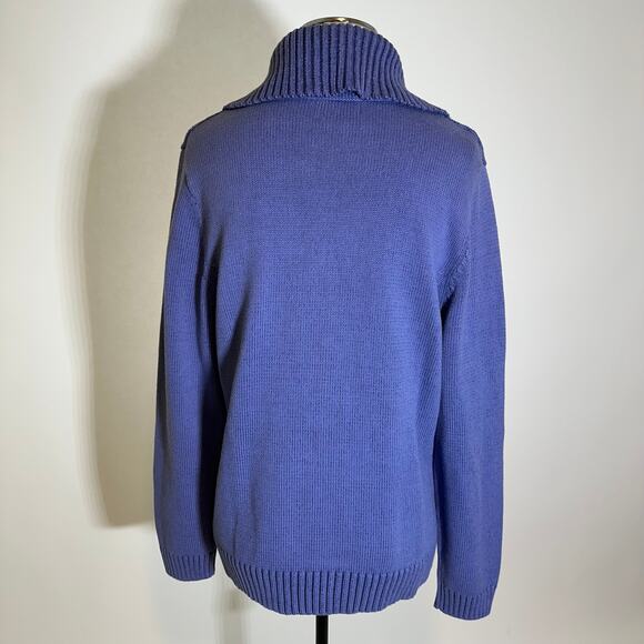 NWD Karen Scott Blue Cable Knit Fisherman Sweater Zip Up Womens Size Large L Y2K - Picture 6 of 12